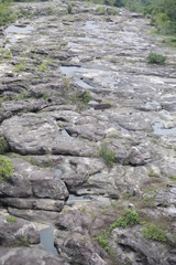 Fototapeta na wymiar rocky terrain of a river bed