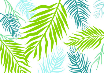 Fototapeta na wymiar Seamless palm leaves vector pattern. Simple exotic palm leaf pattern. Trendy botanic design for textiles and interiors. Modern tropical background
