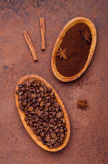 Roasted coffee with cinnamon and badian
