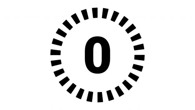 5回のカウントダウンタイマー、白背景のシンプルなアニメーション動画