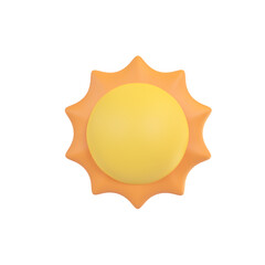 morning circle sun radiating orange light around. 3D illustration.