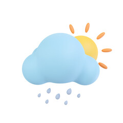 weather forecast icon Night clouds with rain. 3D illustration.