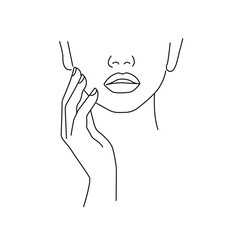 Line Drawing Face, Minimalist Concept, Woman Abstract Line Art Drawing. Vector Illustration for T-shirt, Print Design. 