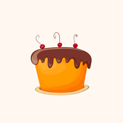 Cupcake, cake, sweet pastry, cupcake with colored icing and colorful details. 3d realistic food icon. Realistic vector illustration. Holiday cooking icon. Modern template design
