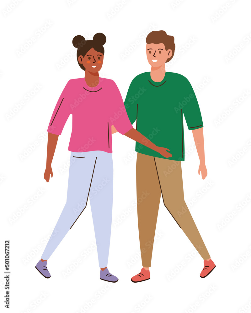 Sticker interracial couple characters