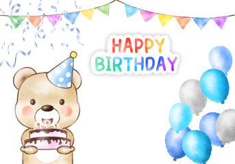 Fototapeta premium 풍선과 다양한 생일 파티 요소들로 구성된 생일축하와 파티, 이벤트 배경 디자인