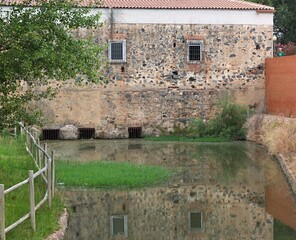 Historic water mill on the Guardiana river in Merida, Extremadura - Spain 