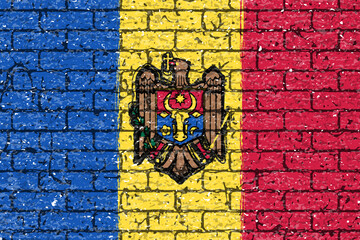 レンガの壁に描かれたモルドバ国旗のベクター素材