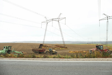 Odessa, Ukraine - 20 january 2022: Agricultural machinery in field in autumn season