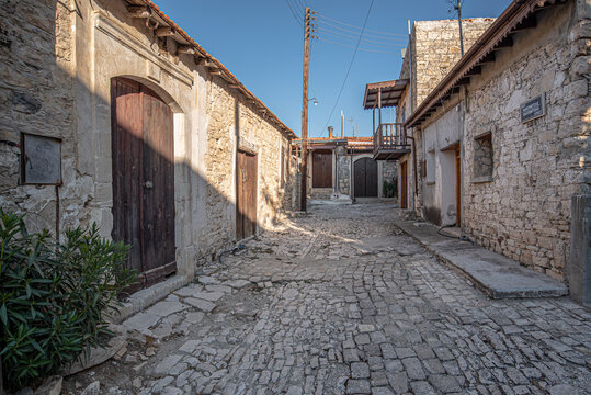 Village of Lofou, a traditional, picturesque, intimate, and tiny village, renowned for its old architecture pretty, refurbished houses & winding, cobbled streets, Limasol distrct, Cyprus.