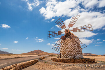 Tefia Windmill in Fuerteventura, Spain.