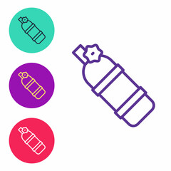 Set line Aqualung icon isolated on white background. Oxygen tank for diver. Diving equipment. Extreme sport. Diving underwater equipment. Set icons colorful. Vector