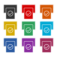 Envelope and check mark icon color set