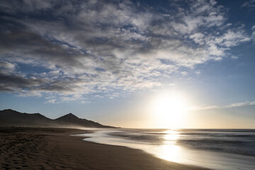 Fototapeta na wymiar Cofete Beach at sunset in Fuerteventura, Spain.