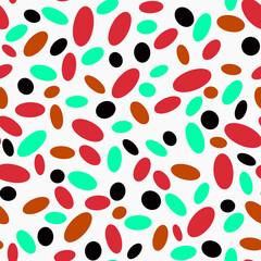 Abstract geometric seamless pattern with colorful ovals on a white background