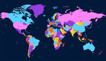 Fototapeta premium World map. Color vector modern. 