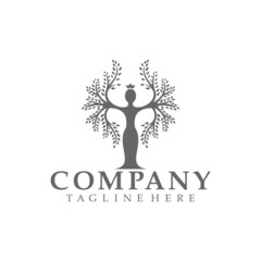 natural queen tree logo. Beauty nature logo with combination of beautiful woman tree