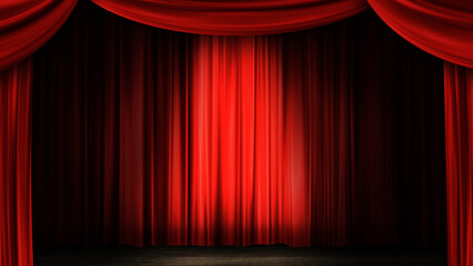 劇場　緞帳　幕　赤い　カーテン　スポットライト　暗闇　スモーク