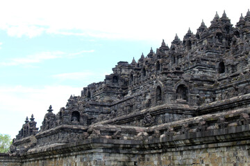 Fototapeta na wymiar Platform view of Borobudur the largest Buddhist Temple. Taken during pandemic