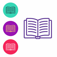 Set line Open book icon isolated on white background. Set icons colorful. Vector