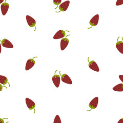 Seamless pattern with bright red strawberries. Vector background for printing on paper, packaging, textiles, fabric, clothing. For designer decor.