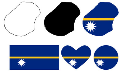 nauru map flag icon set isolated on white background