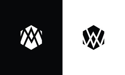 Outstanding professional elegant trendy awesome artistic black and white color MA WV initial based Alphabet icon logo.