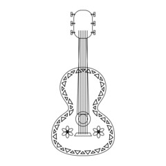 Guitar Cinco de Mayo Element Liniear Illustration For Coloring Pages