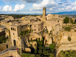 Fototapeta na wymiar Civita di Bagnoregio, Lazio, Italy. Aerial drone view.