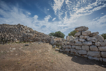 Torre en Galmes Talayotic settlement. This town developed from the start of the Talayotic era, 1400 BC, and expanded until the end of the Roma Occupation