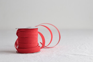 Red velvet decorative ribbon skein