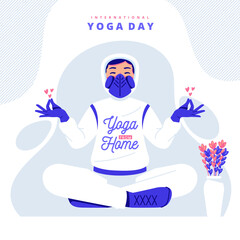 Obraz premium yoga from home illustration background