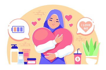 islamic girl self care illustration background