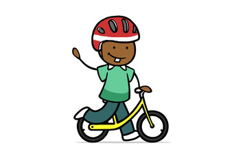 Cartoon Kleinkind beim Laufrad fahren lernen für Balance