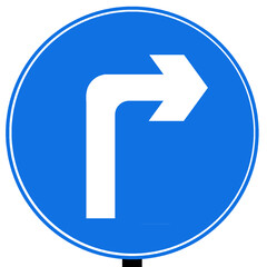 Turn right on this road traffic sign