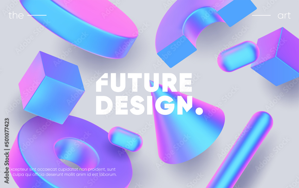 Poster 3d background with gradient geometric shapes. eps10 vector.