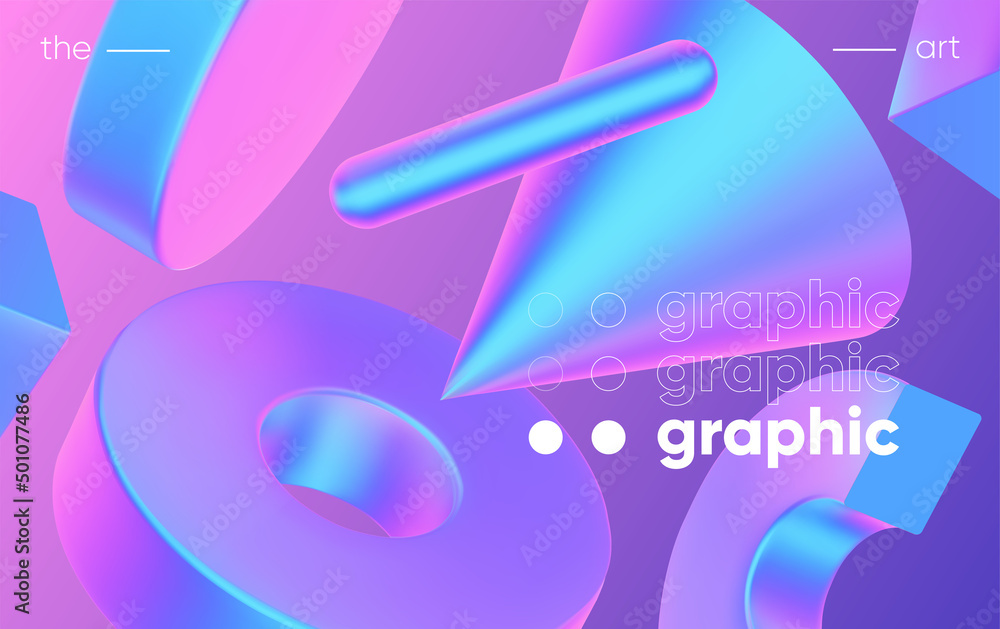 Poster 3d background with gradient geometric shapes. eps10 vector.