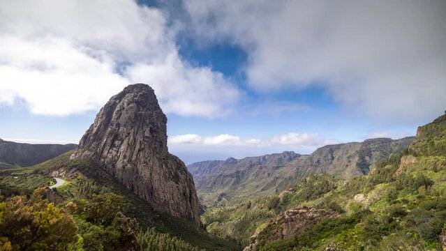 timelapse of roque agando la gormera with beautiful sky
