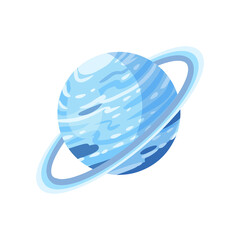 Stylized planet Uranus isolated cartoon vector image. Astronomic logo image. Media glyph icon