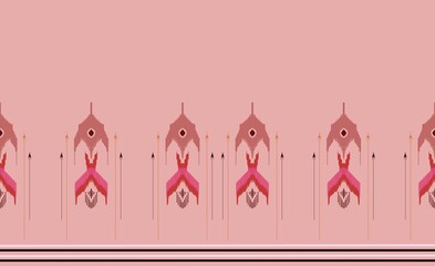 Seamless Art Pattern Ikat Abstract Pink Background costume indigenous people Asian Ethnicity wall illustration