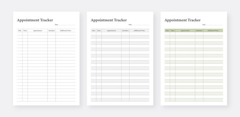 Printable Appointment Tracker Template Set. Medical Appointment Tracker Set. Minimalist planner pages templates.