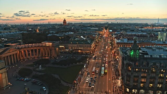 Nevsky prospekt aerial view. Saint Peterburg Russia 13.07.2021