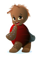 Red beetle fun does not know. Cute cartoon character. Funny insect object. Isolated on white background. Vector