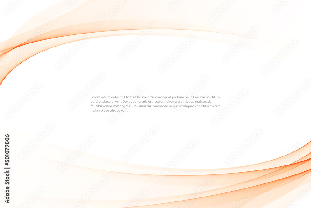 Poster bright orange swoosh soft wave layout.flow of transparent orange lines .abstract wave background.