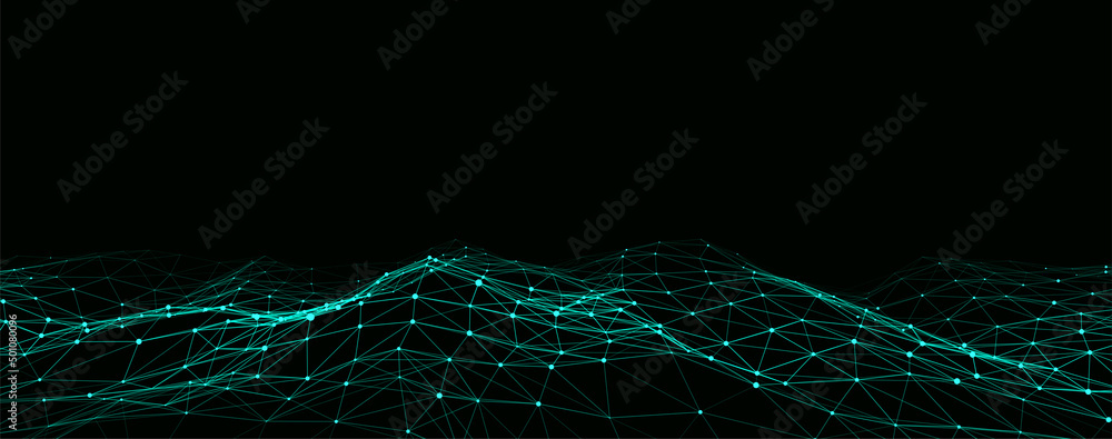 Poster futuristic dynamic wave with dots and line. smart wave technology concept. big data visualizations. 