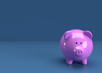 Piggy Bank Blue Background
