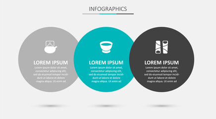 Set Soy sauce in bowl, Traditional tea ceremony and Guotie. Business infographic template. Vector