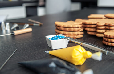 The process of making handmade gingerbread, decortive details.