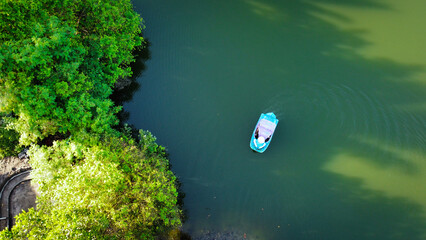 spinning boat on the lake
