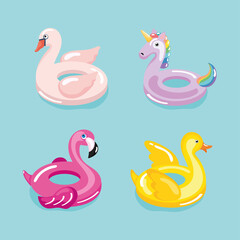four pool floats icons